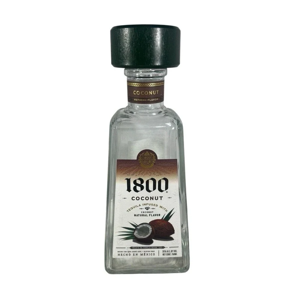 1800 Coconut Tequila Empty Glass Bottle 750ml Bar Decor Display Collectible